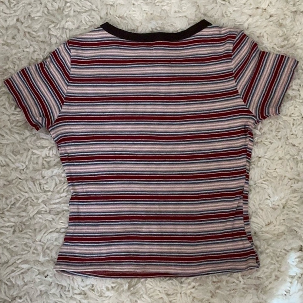 Red Blue Multicolored Ribbed Stripe Baby Tee - Picture 2 of 3